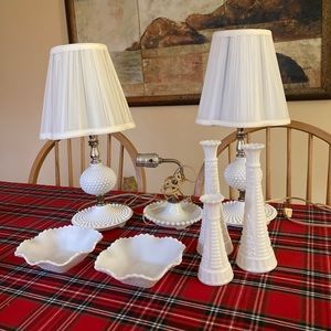8 Piece Milk Glass Set